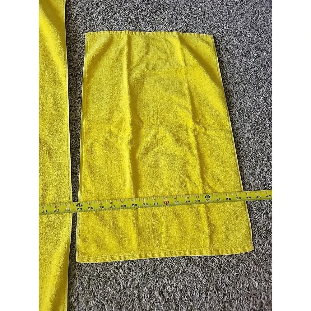 Vintage Fieldcrest Bath And Hand Towel Bright Yellow MADE In USA